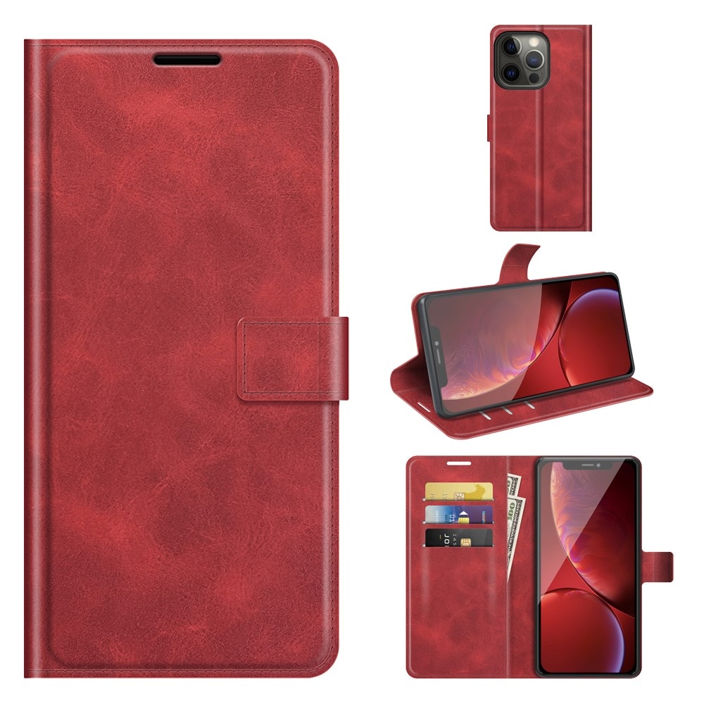 Étui portefeuille Leather Wallet iPhone 13 Pro Red