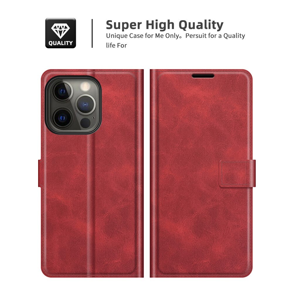 Étui portefeuille Leather Wallet iPhone 13 Pro Red