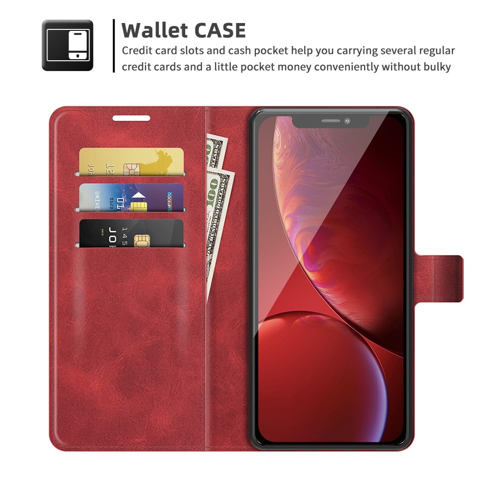 Étui portefeuille Leather Wallet iPhone 13 Pro Red