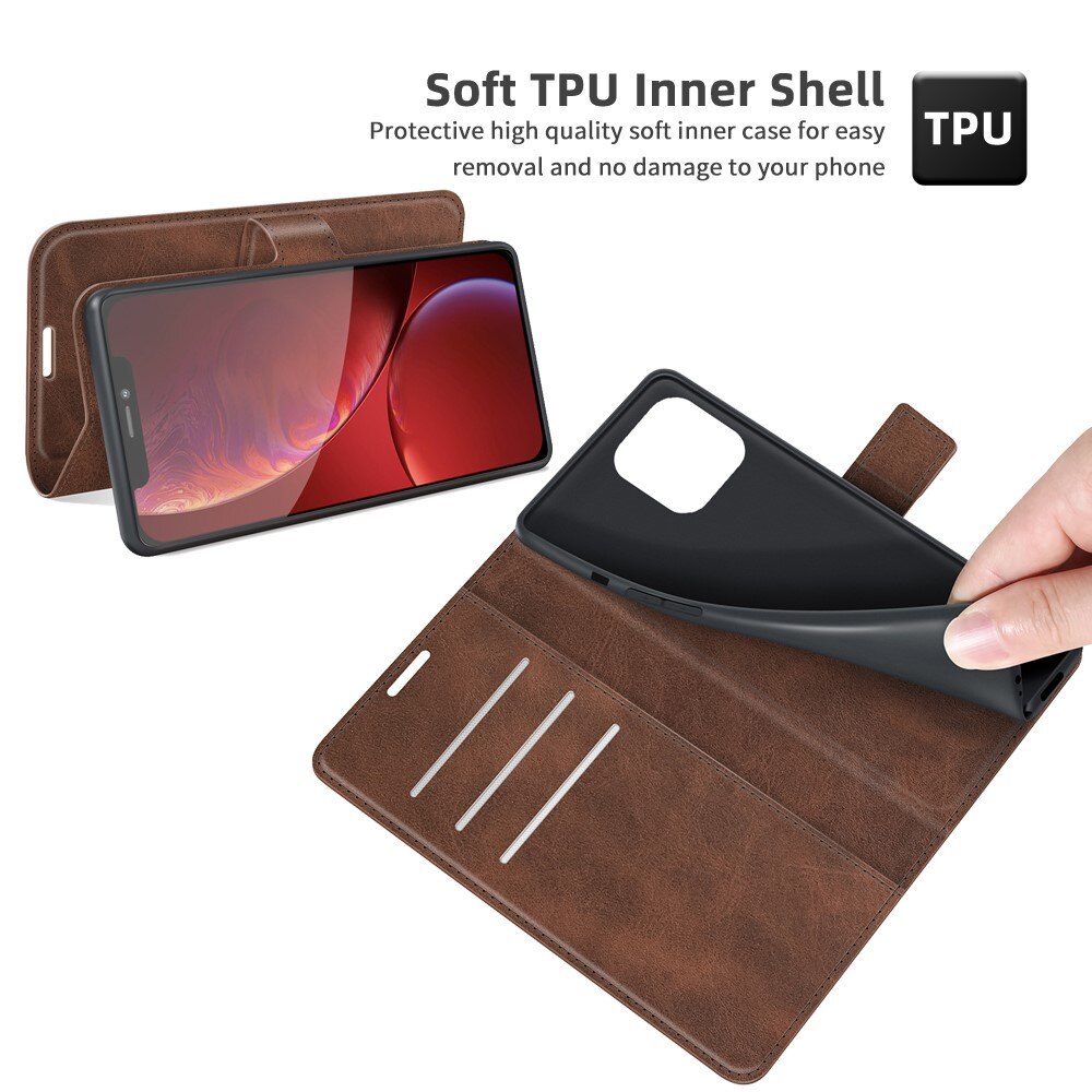 Étui portefeuille Leather Wallet iPhone 13 Pro Brown