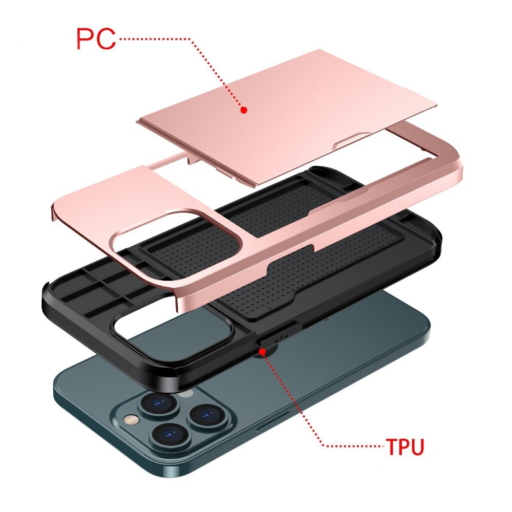 Coque à cartes iPhone 13 Pro, Rose