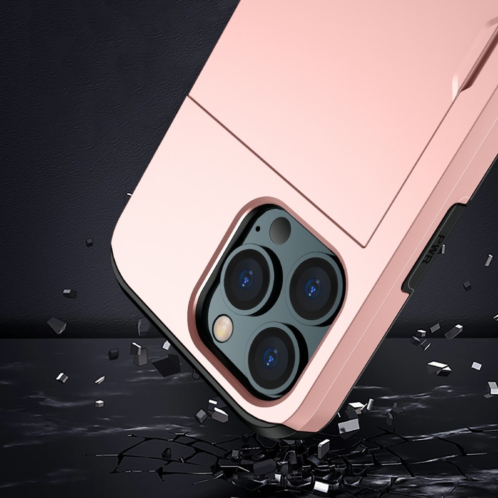 Coque à cartes iPhone 13 Pro, rose