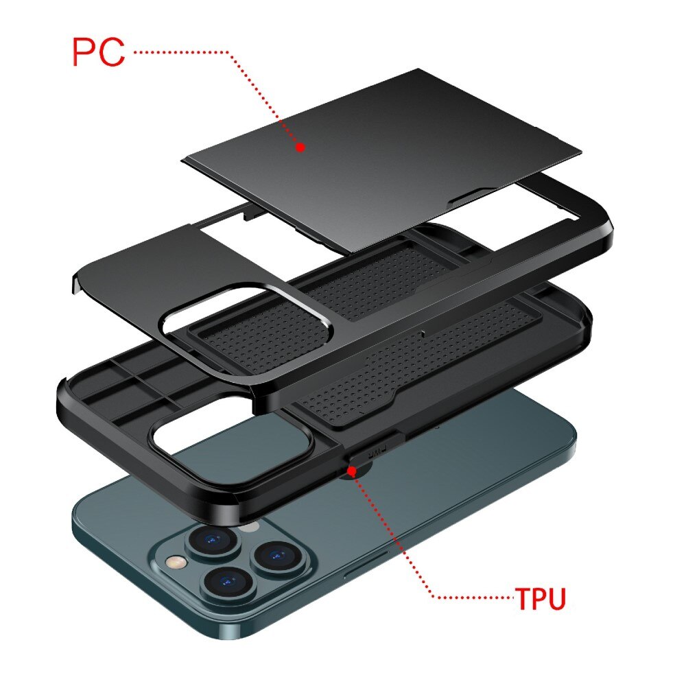 Coque à cartes iPhone 13 Pro Max, Noir