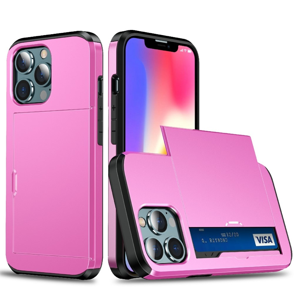 Coque à cartes iPhone 13 Pro Max, rose