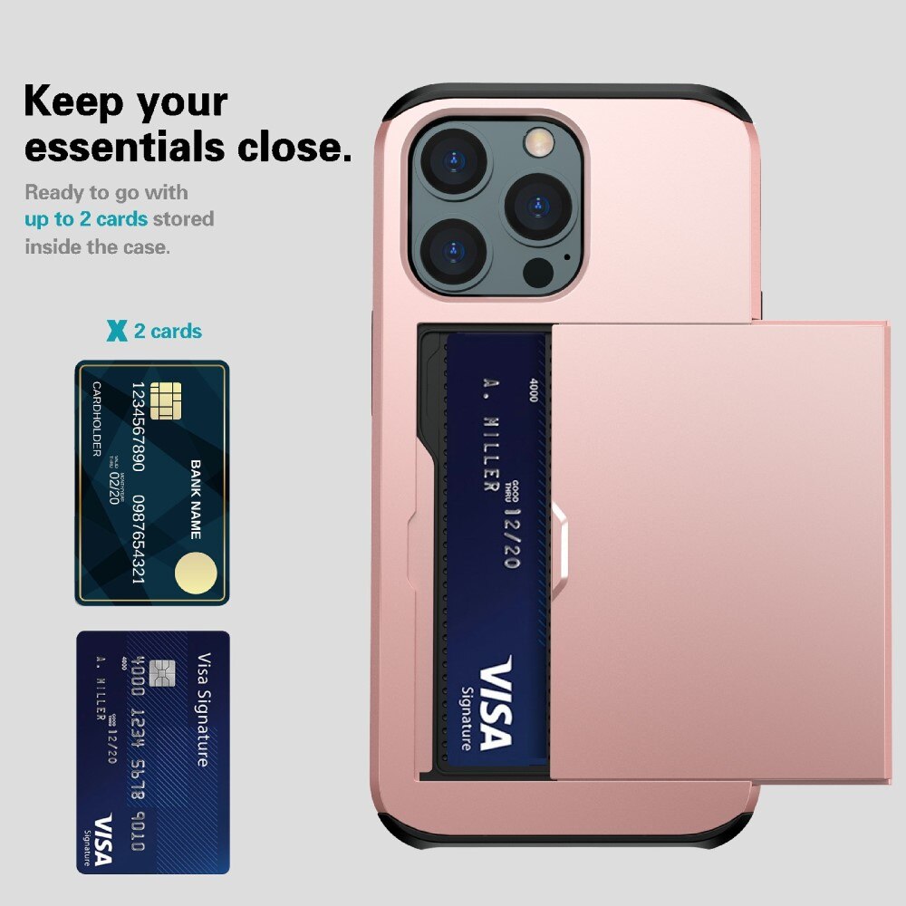 Coque à cartes Apple iPhone 13 Pro Max, Rose