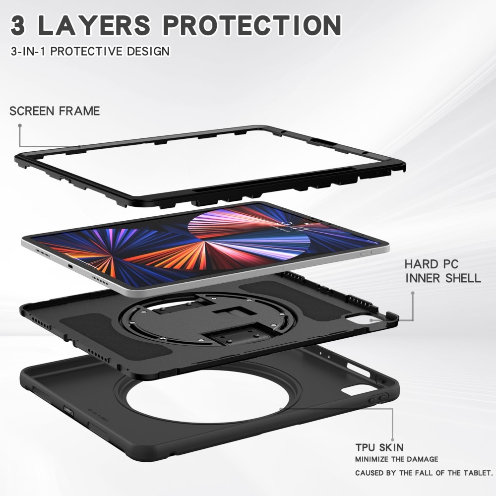 Coque hybride antichoc iPad Pro 12.9 5th Gen (2021), noir