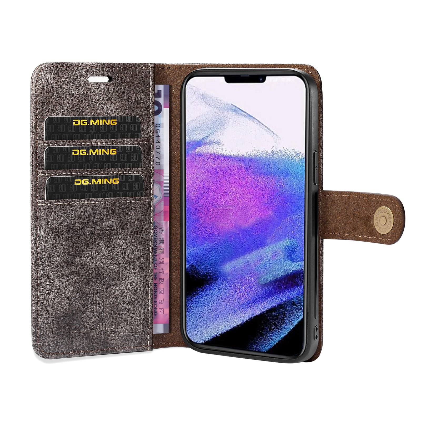 Étui portefeuille Magnet Wallet iPhone 13 Pro Max, Brown