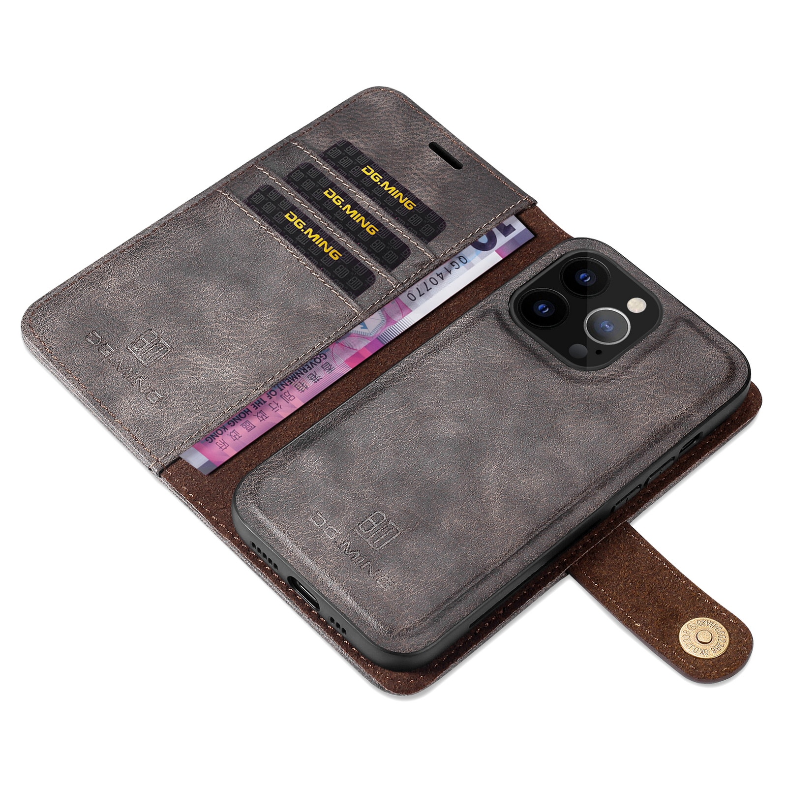 Étui portefeuille Magnet Wallet iPhone 13 Pro Brown