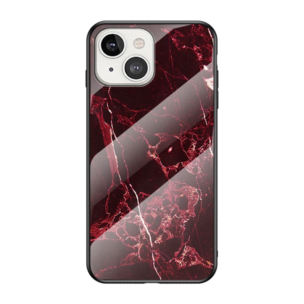 Coque en verre trempé iPhone 13 Mini Marbre rouge