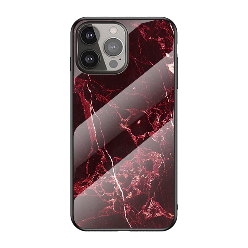 Coque en verre trempé iPhone 13 Pro Marbre rouge