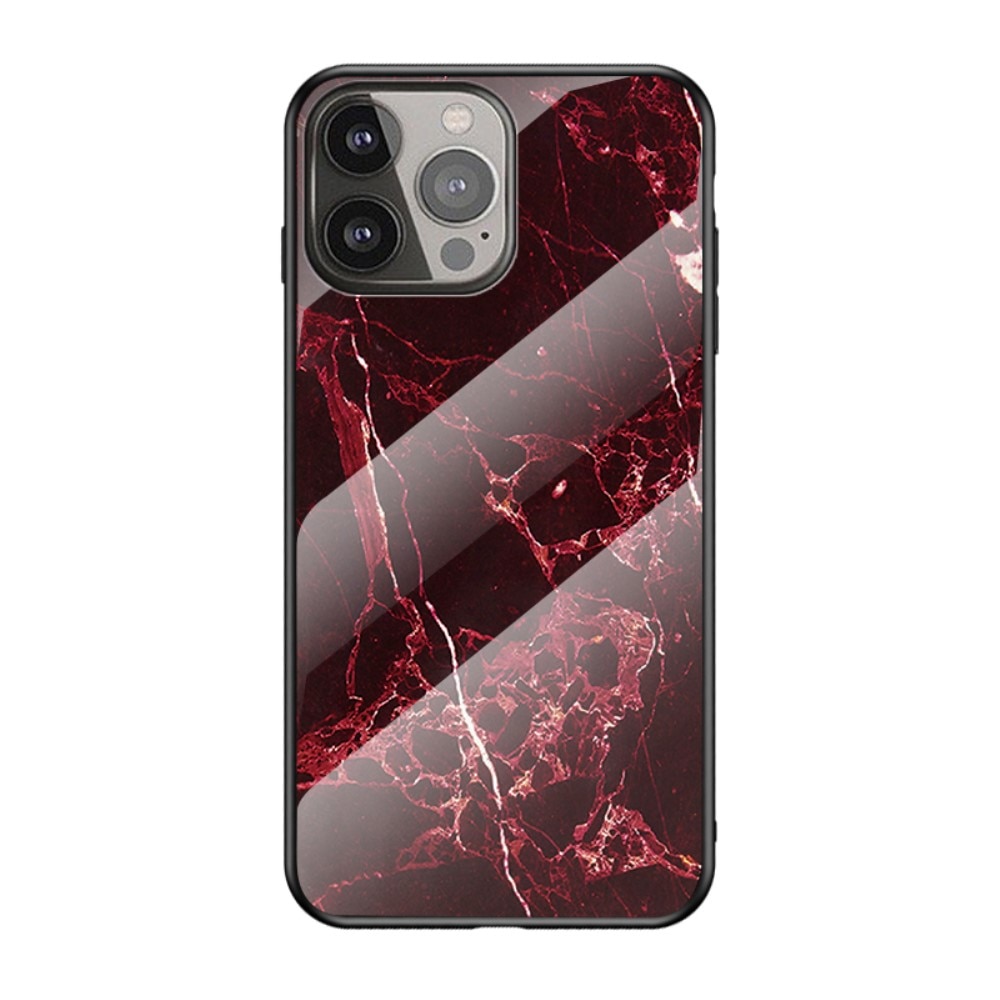 Coque en verre trempé iPhone 13 Pro Max Marbre rouge