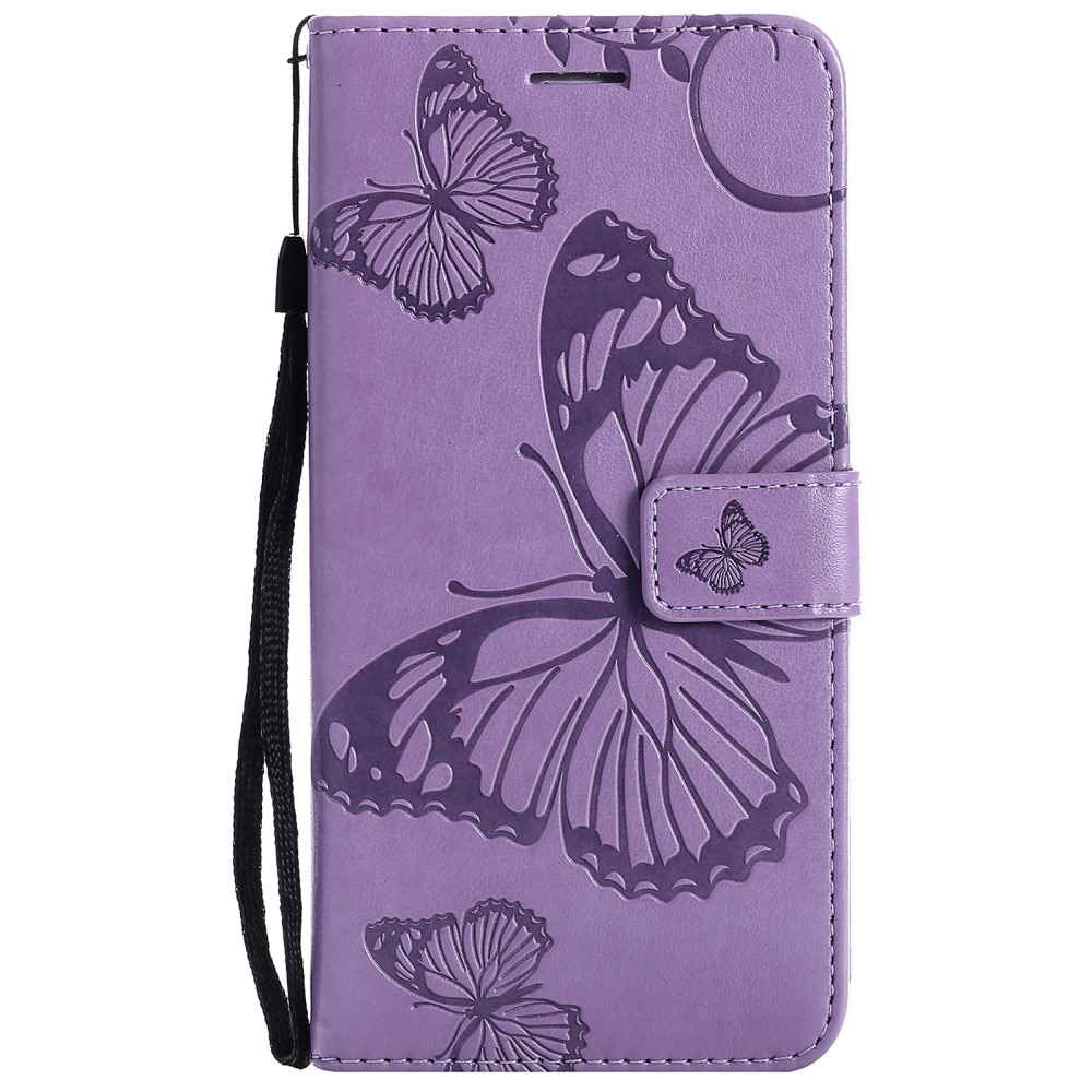 Étui en cuir à papillons pour iPhone 13, Violet
