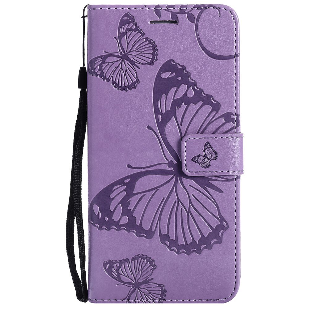 Étui en cuir à papillons pour Apple iPhone 13 Pro, Violet