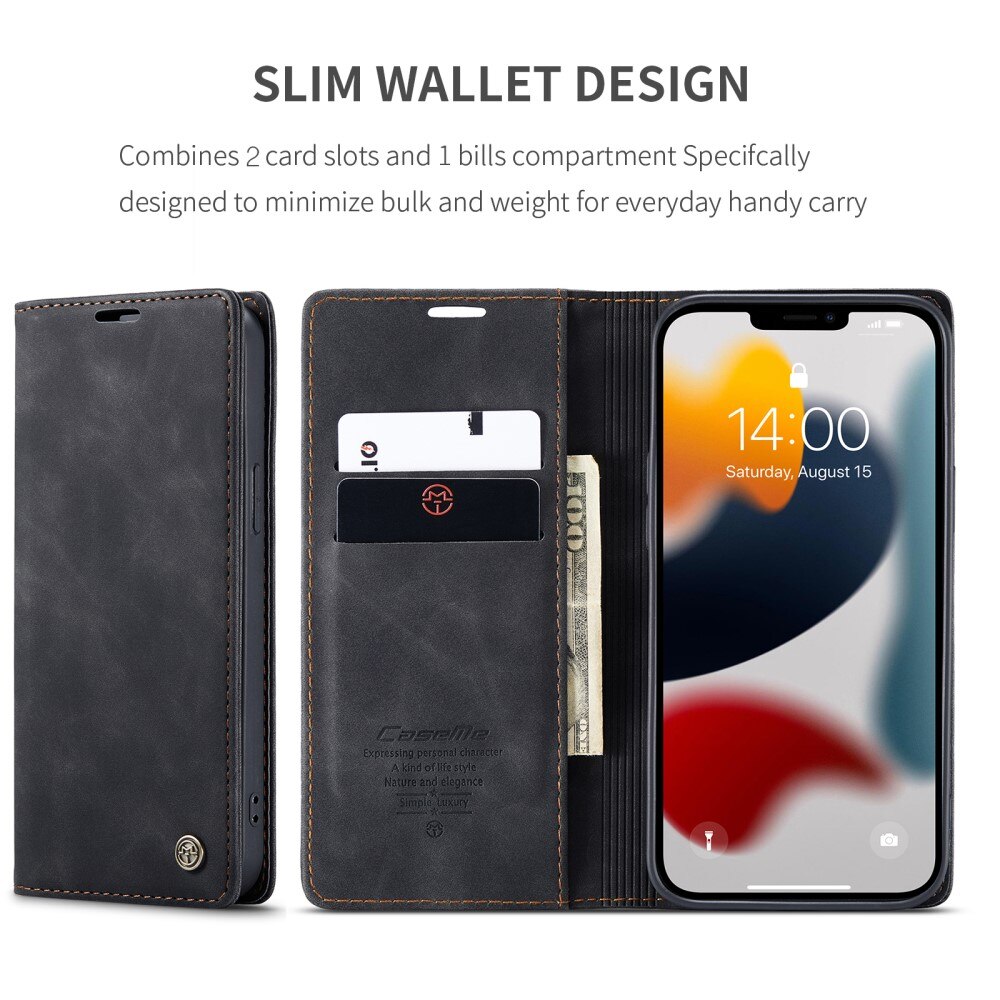 Étui portefeuille mince iPhone 13 Pro, Noir