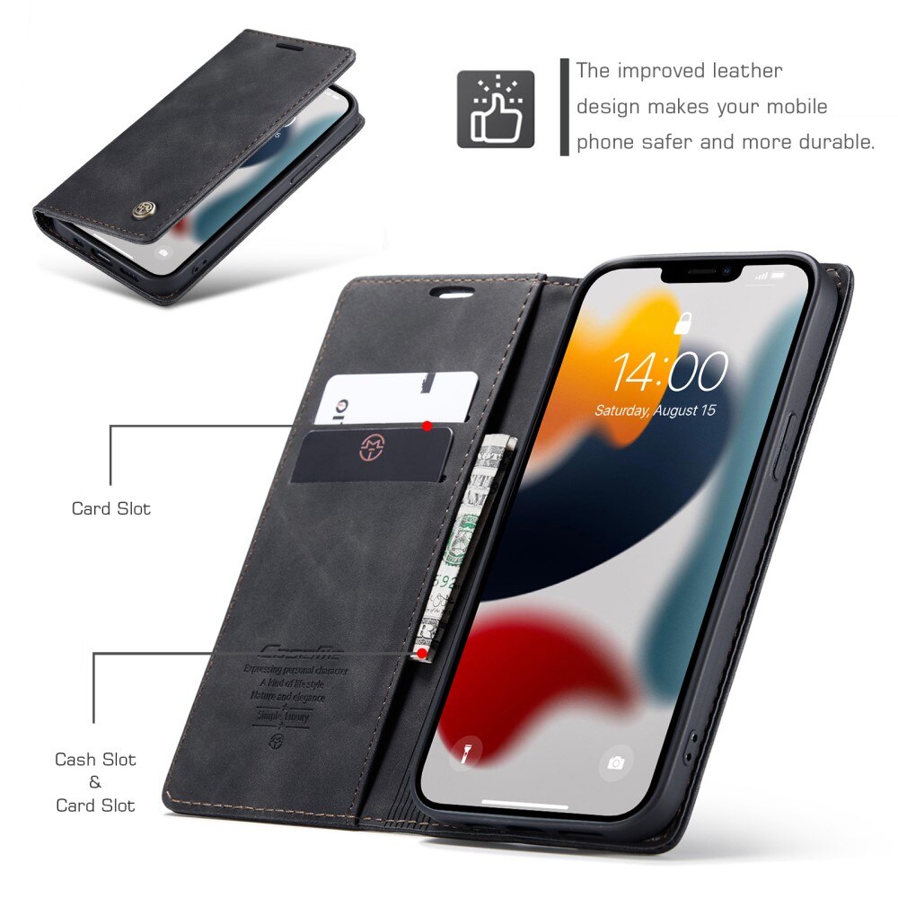 Étui portefeuille mince iPhone 13 Pro, Noir