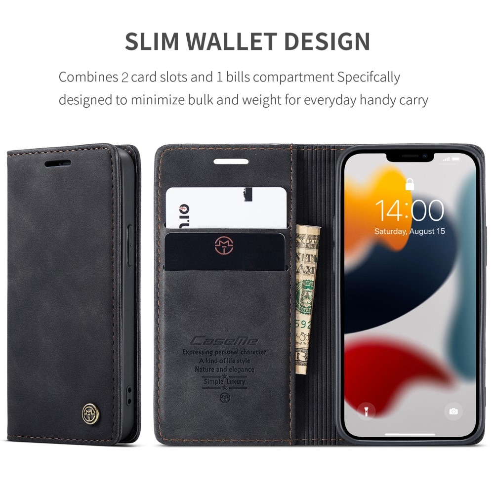 Étui portefeuille mince iPhone 13 Mini, Noir