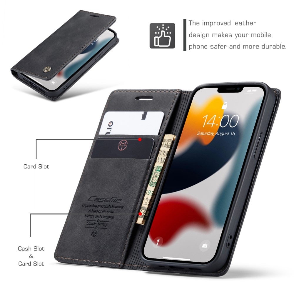 Étui portefeuille mince iPhone 13 Mini, Noir