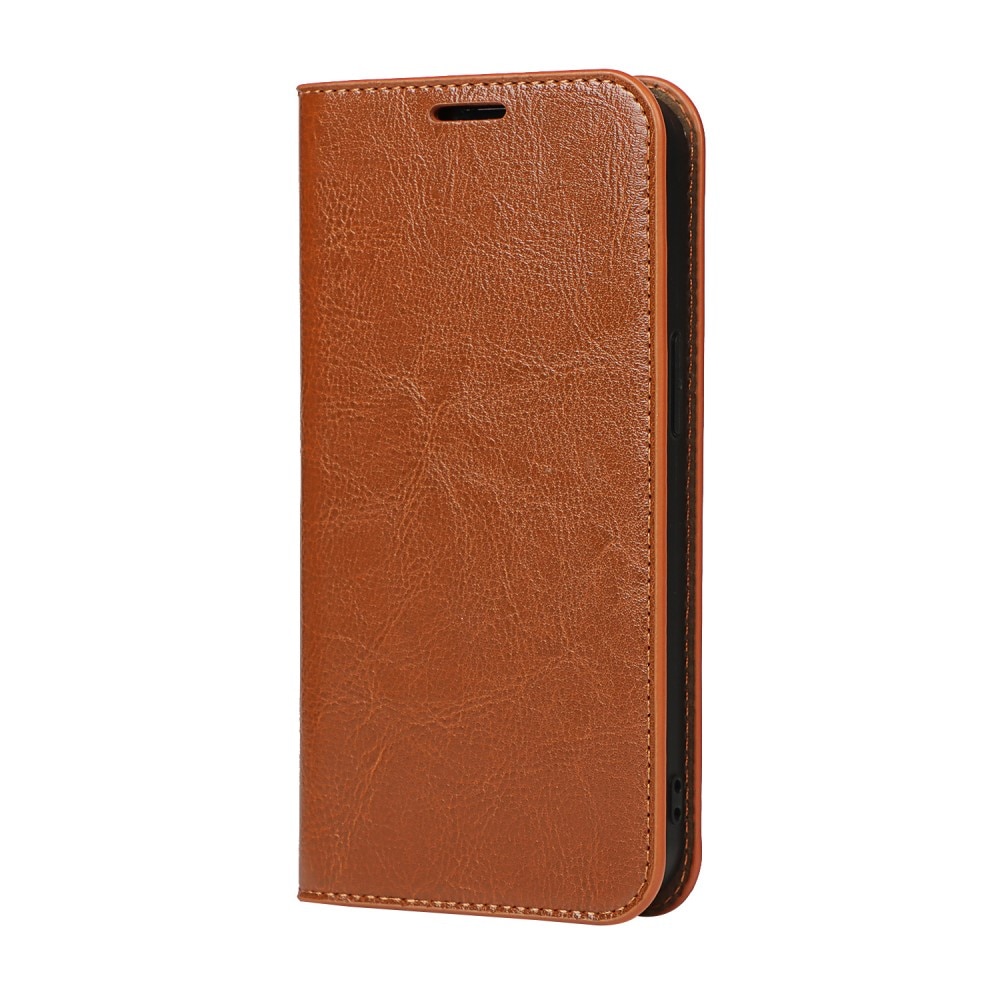 Coque portefeuille en cuir Veritable iPhone 12/12 Pro, marron