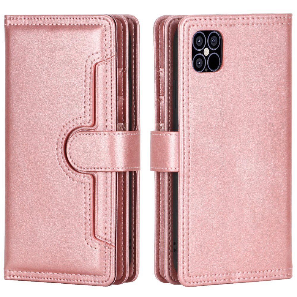 Portefeuille en cuir avec plusieurs fentes iPhone 13 Or rose