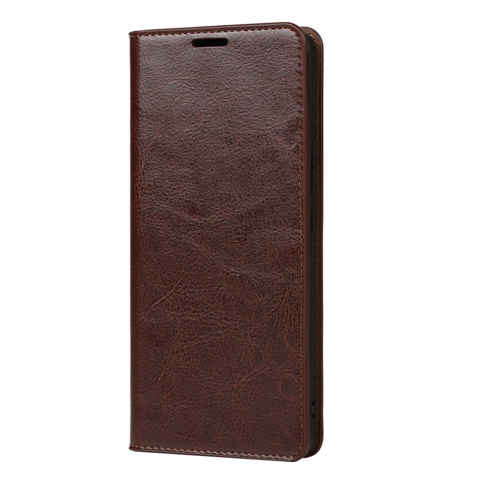 Coque portefeuille en cuir Veritable iPhone 13, marron foncé