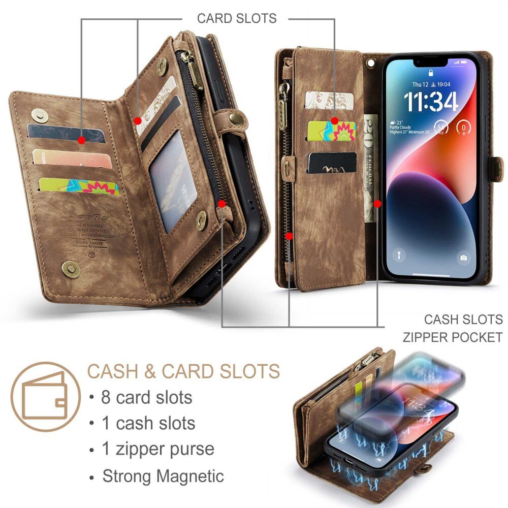 Étui portefeuille multi-cartes iPhone 13 Mini Marron