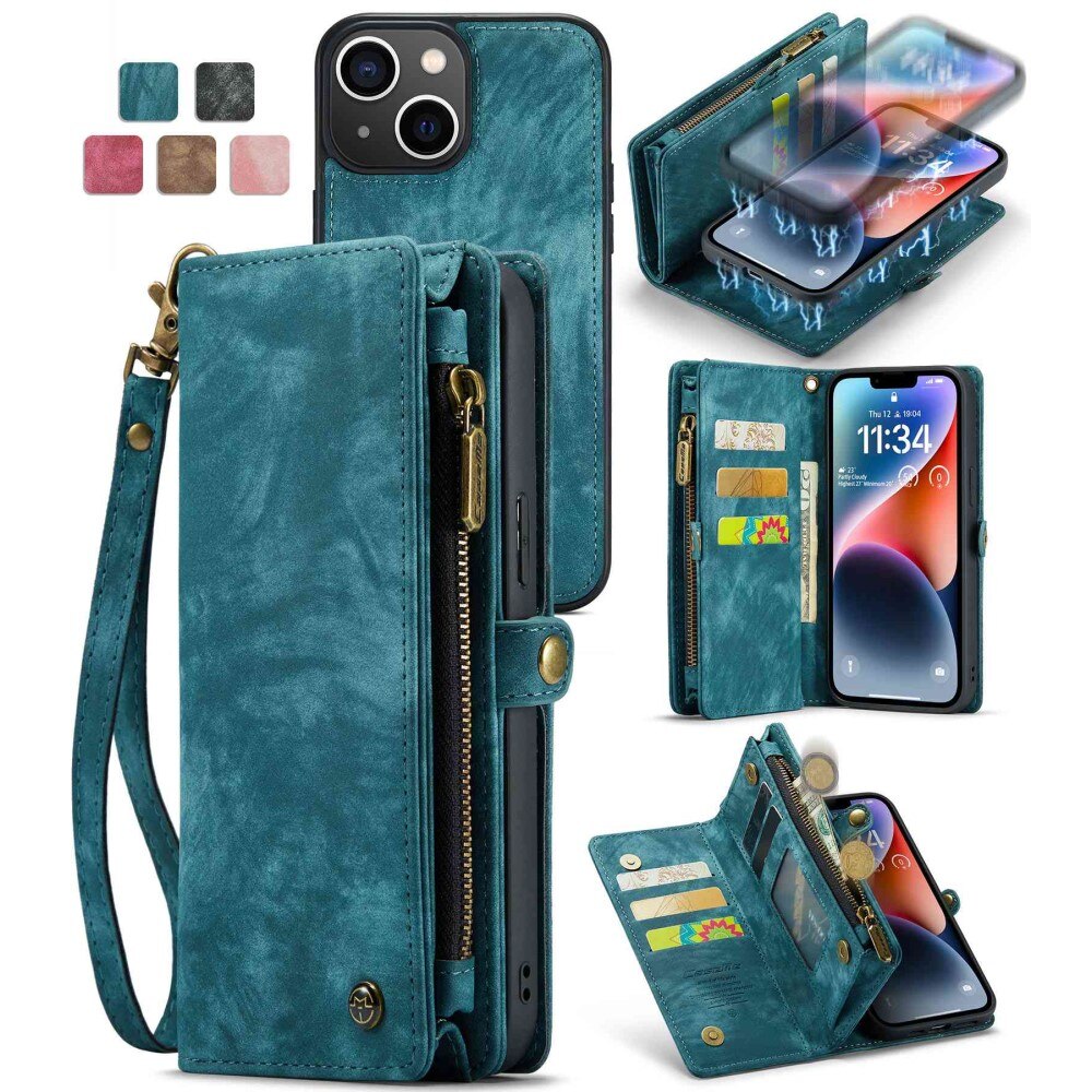 Étui portefeuille multi-cartes iPhone 13 Mini, Bleu