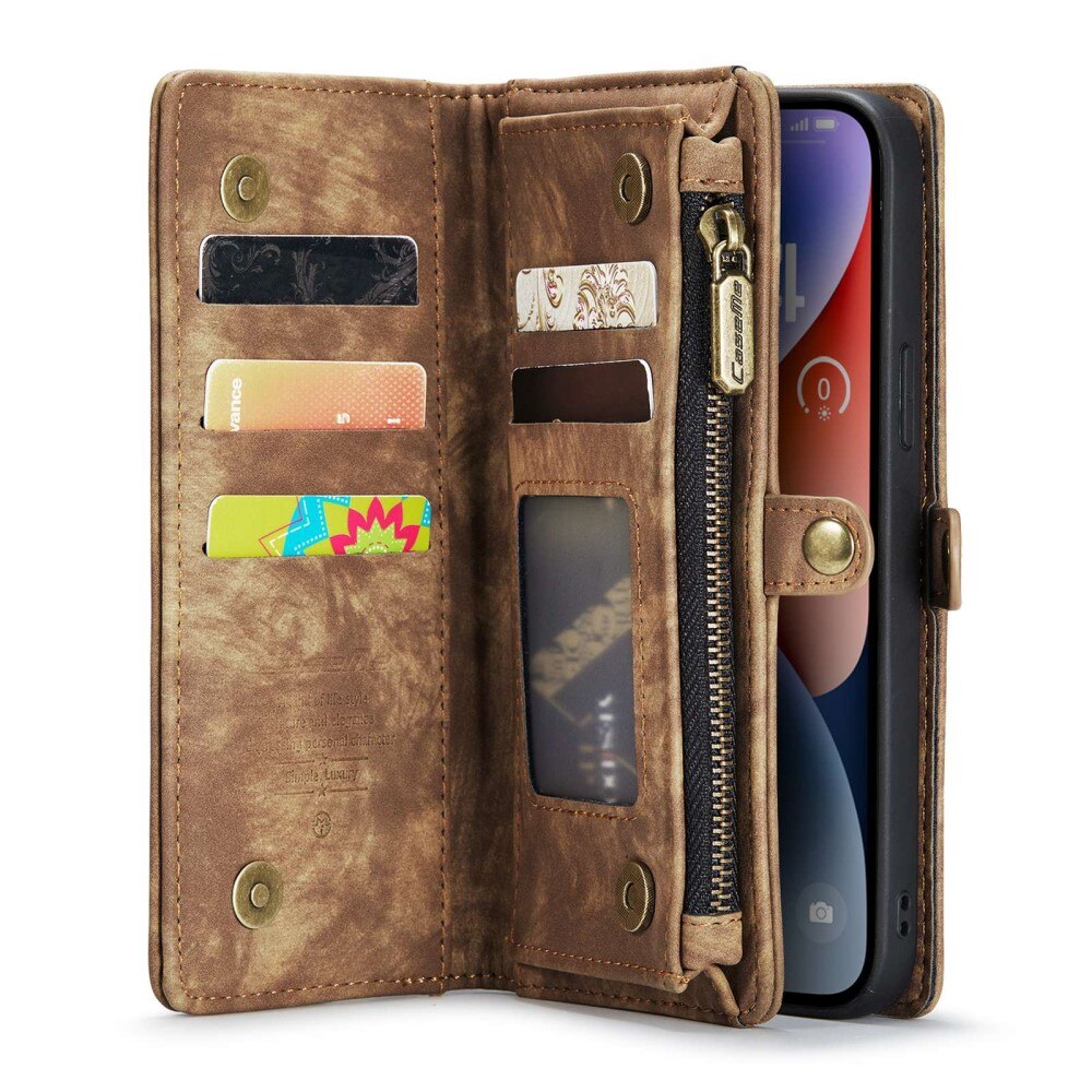 Étui portefeuille multi-cartes iPhone 13, Marron