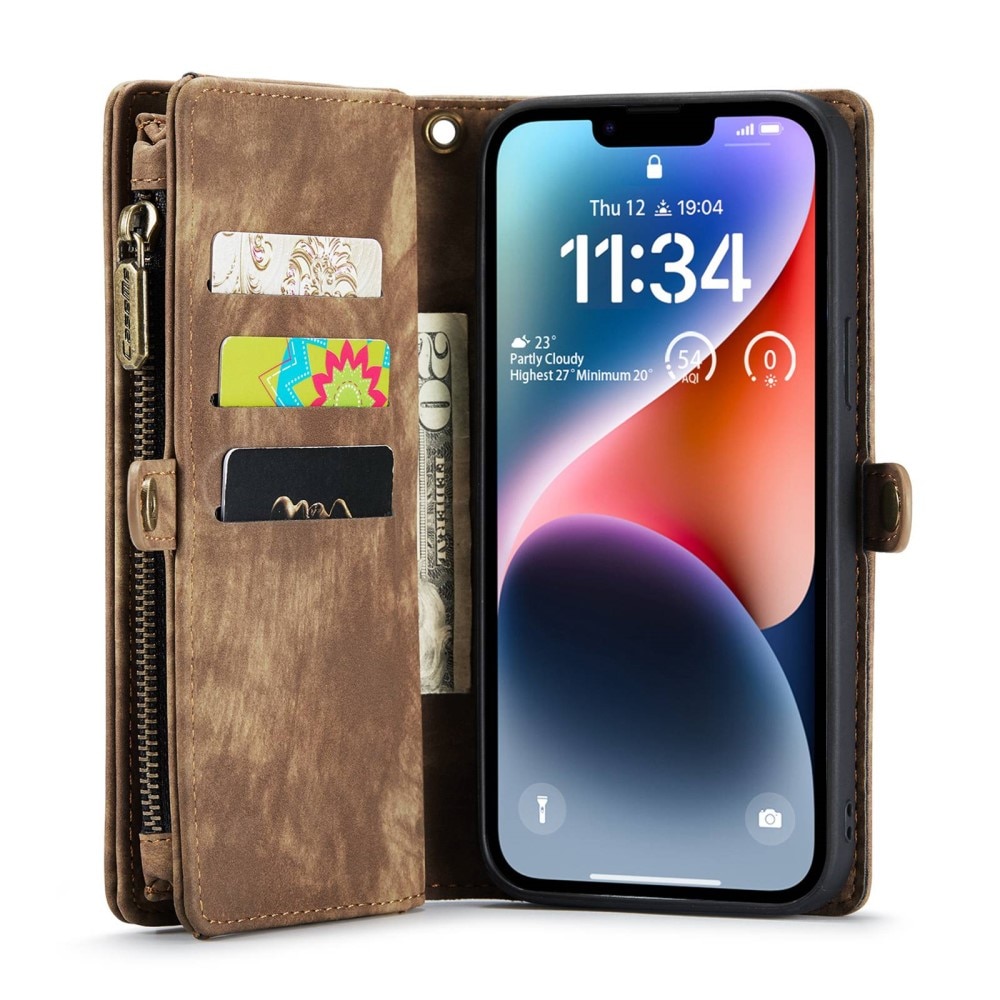 Étui portefeuille multi-cartes iPhone 13, Marron