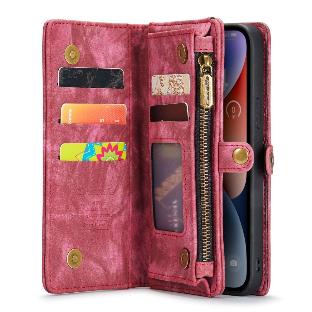Étui portefeuille multi-cartes iPhone 13, Rouge