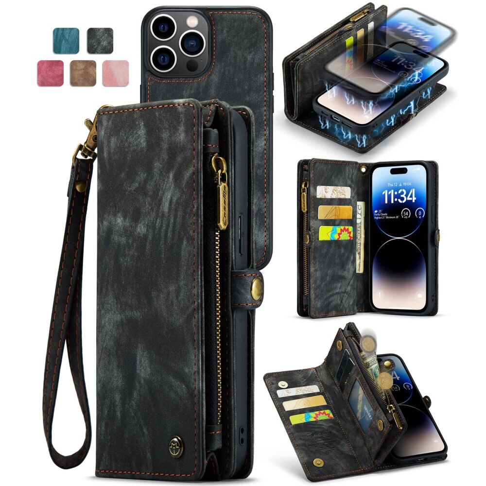 Étui portefeuille multi-cartes iPhone 13 Pro Max, Gris