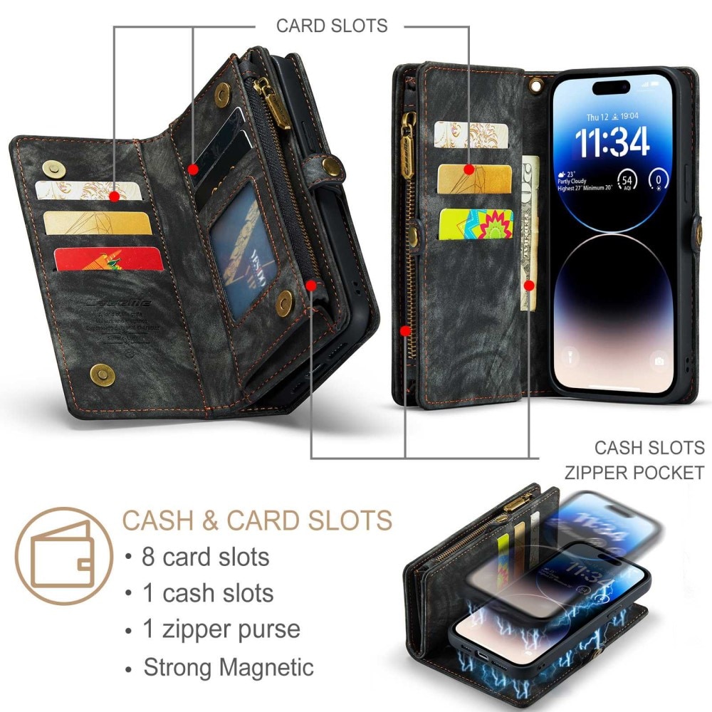 Étui portefeuille multi-cartes iPhone 13 Pro Max Gris