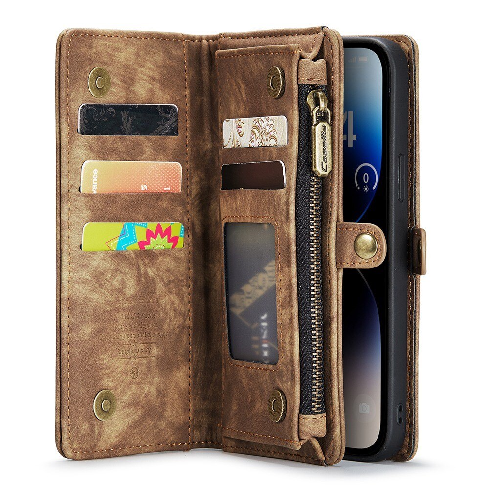 Étui portefeuille multi-cartes iPhone 13 Pro Max, Marron