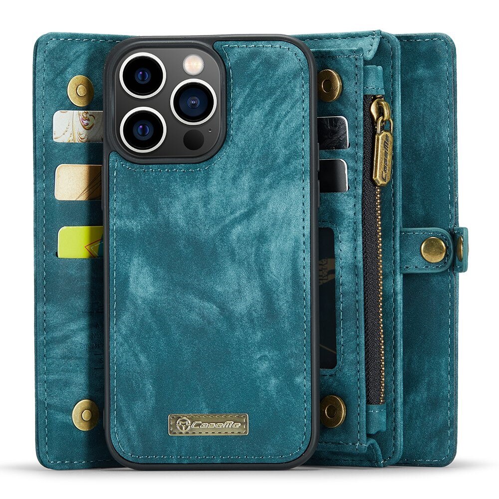 Étui portefeuille multi-cartes iPhone 13 Pro Max, Bleu