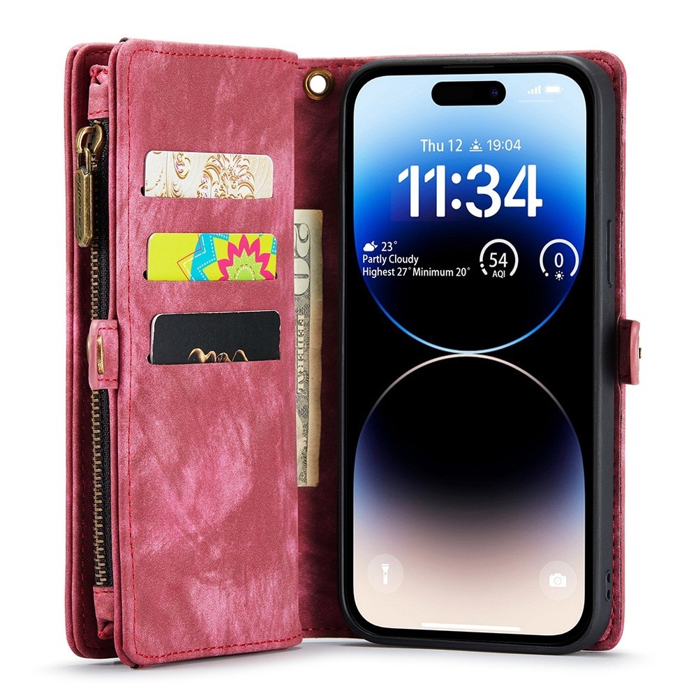 Étui portefeuille multi-cartes iPhone 13 Pro Rouge