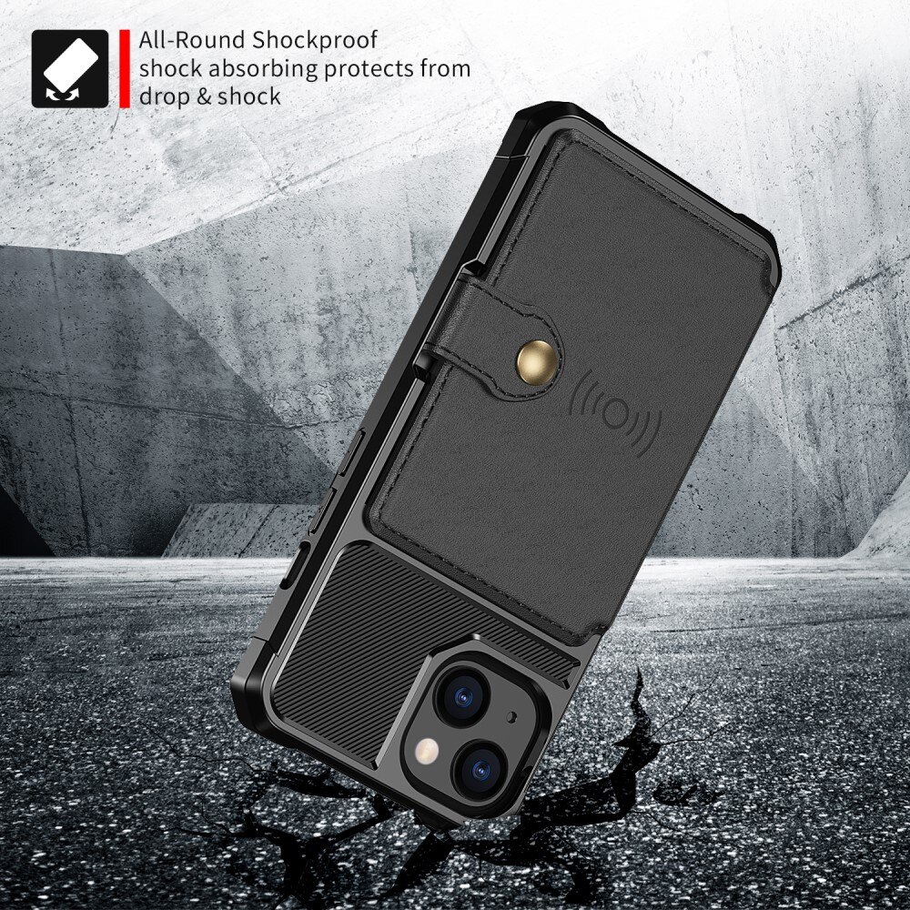 Coque porte-cartes Tough Multi-slot iPhone 13 Mini, Noir