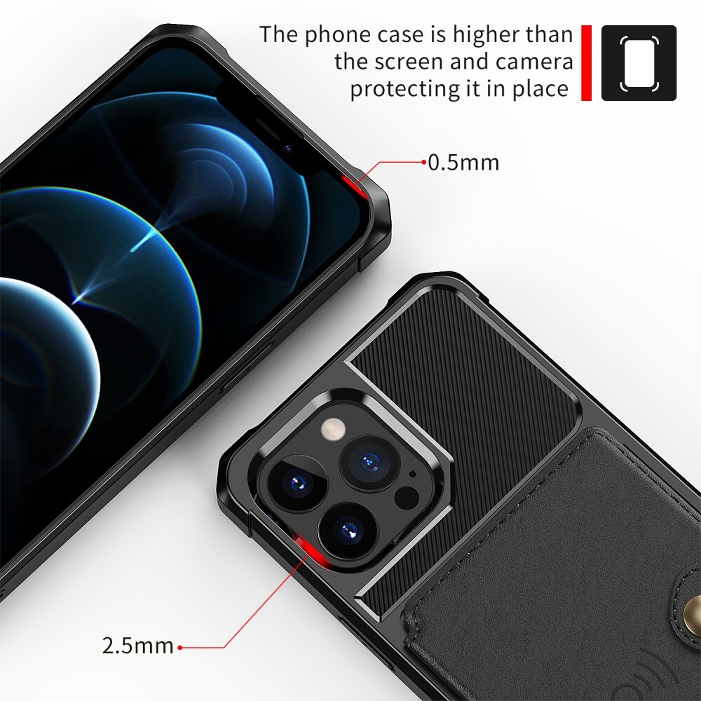 Coque porte-cartes Tough Multi-slot iPhone 13 Pro, Noir