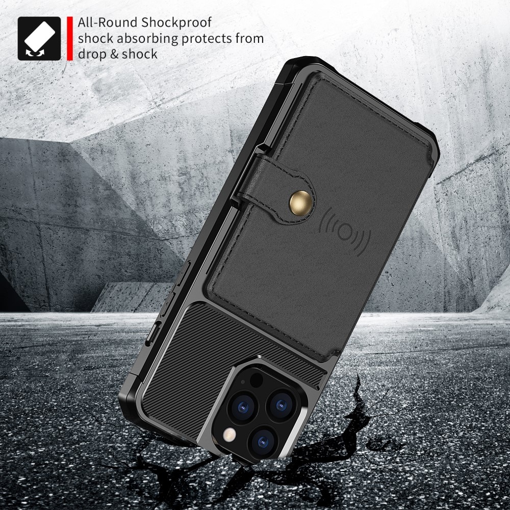 Coque porte-cartes Tough Multi-slot iPhone 13 Pro Max, Noir
