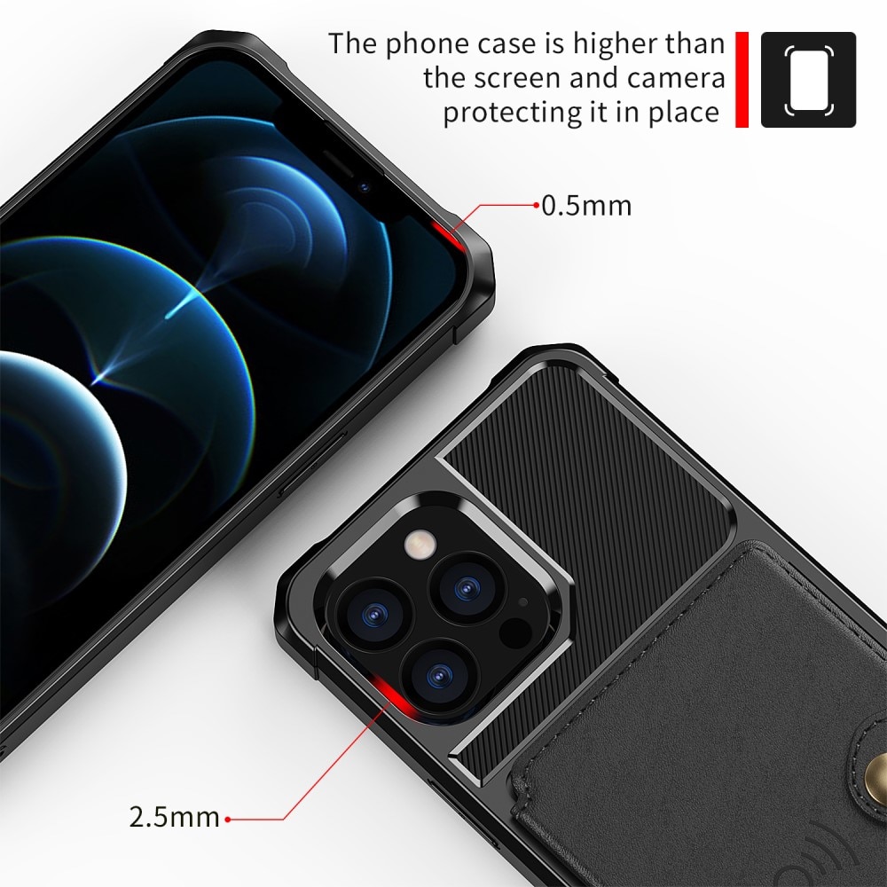 Coque porte-cartes Tough Multi-slot iPhone 13 Pro Max, Noir