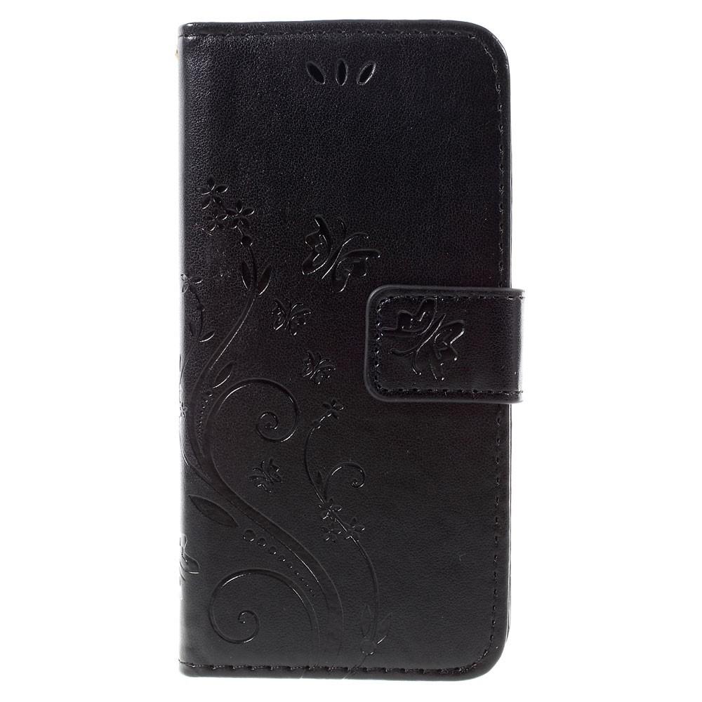 Étui en cuir à papillons pour iPhone 7, Noir
