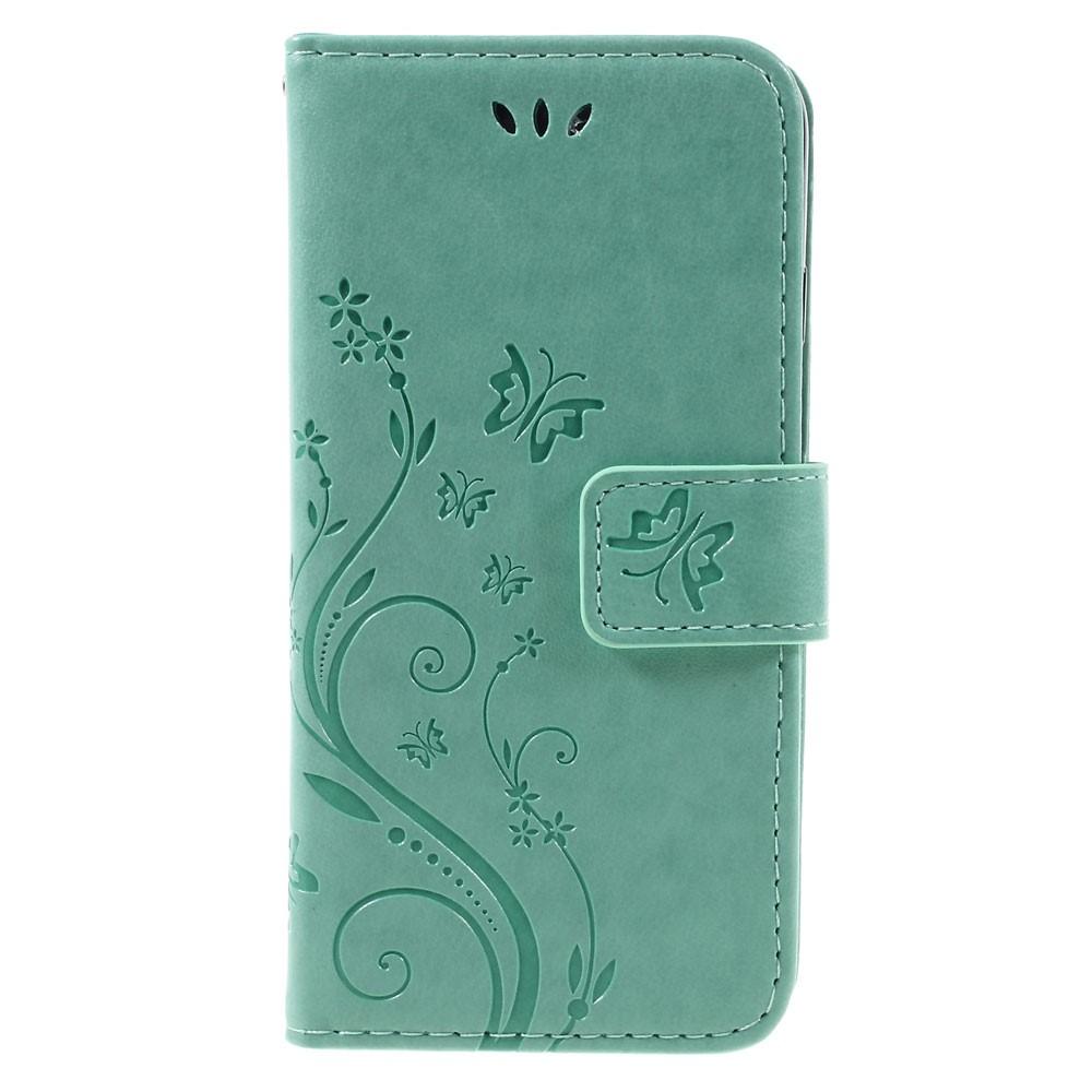 Étui en cuir à papillons pour iPhone 7, Vert