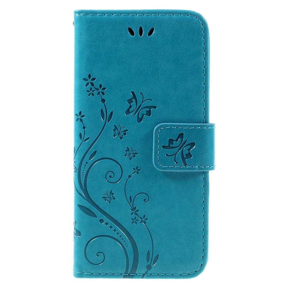 Étui en cuir à papillons pour iPhone 7, Bleu