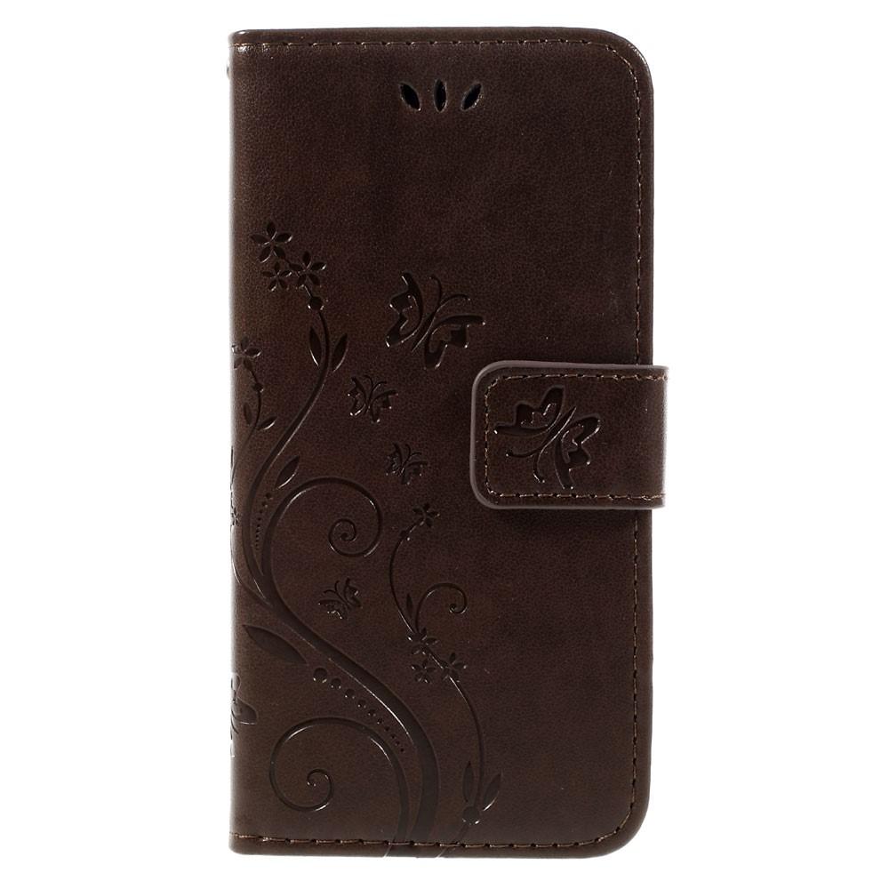 Étui en cuir à papillons pour iPhone SE 2020/iPhone SE 2022/iPhone 8/iPhone 7, Marron