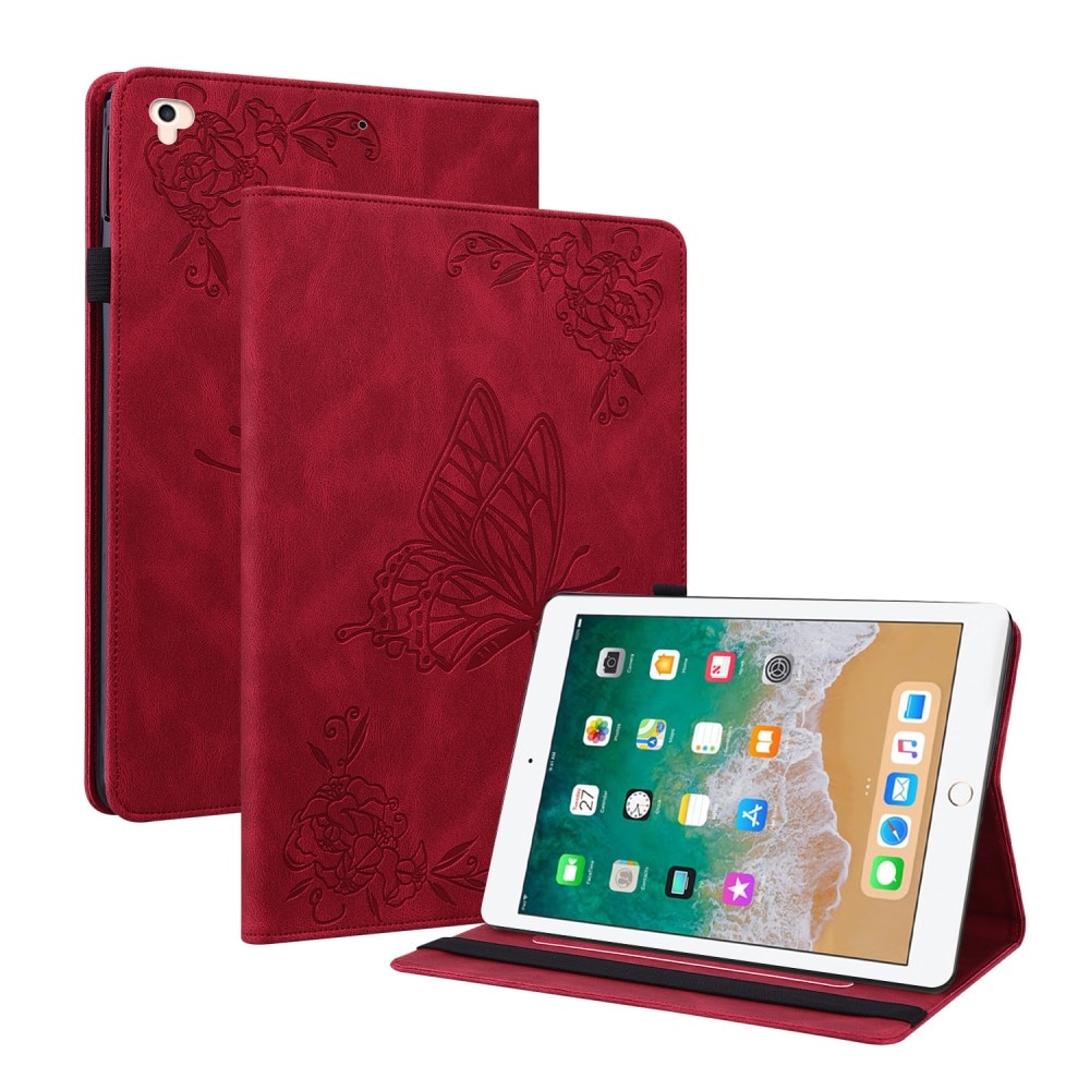 Étui en cuir avec papillons iPad Air 9.7 1st Gen (2013), rouge