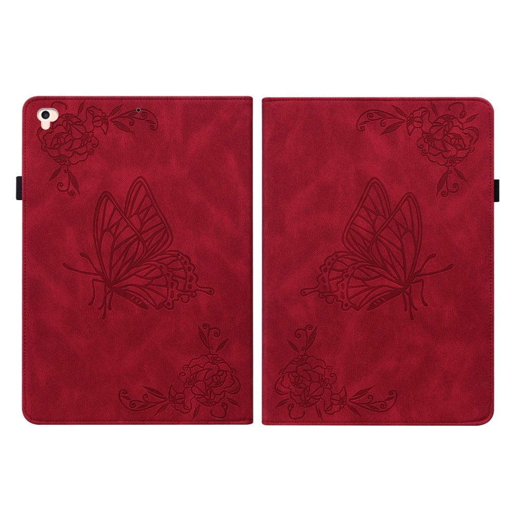 Étui en cuir avec papillons iPad 9.7 5th Gen (2017), rouge