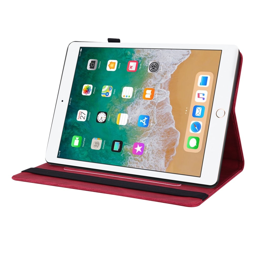 Étui en cuir avec papillons iPad 9.7 6th Gen (2018), rouge