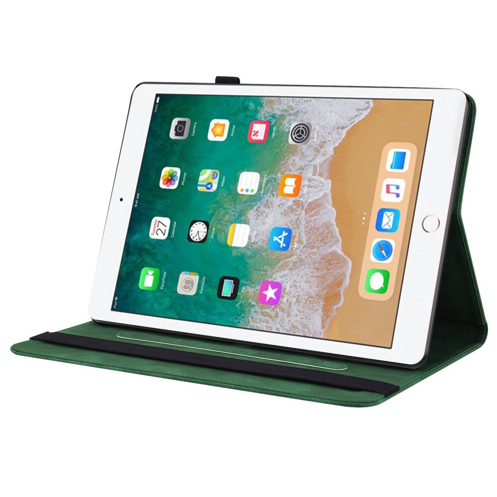 Étui en cuir avec papillons iPad 9.7 5th Gen (2017), vert