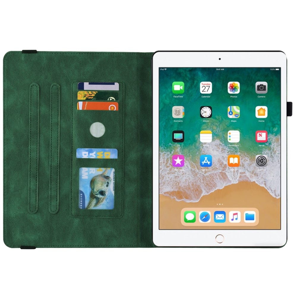Étui en cuir avec papillons iPad 9.7 5th Gen (2017), vert