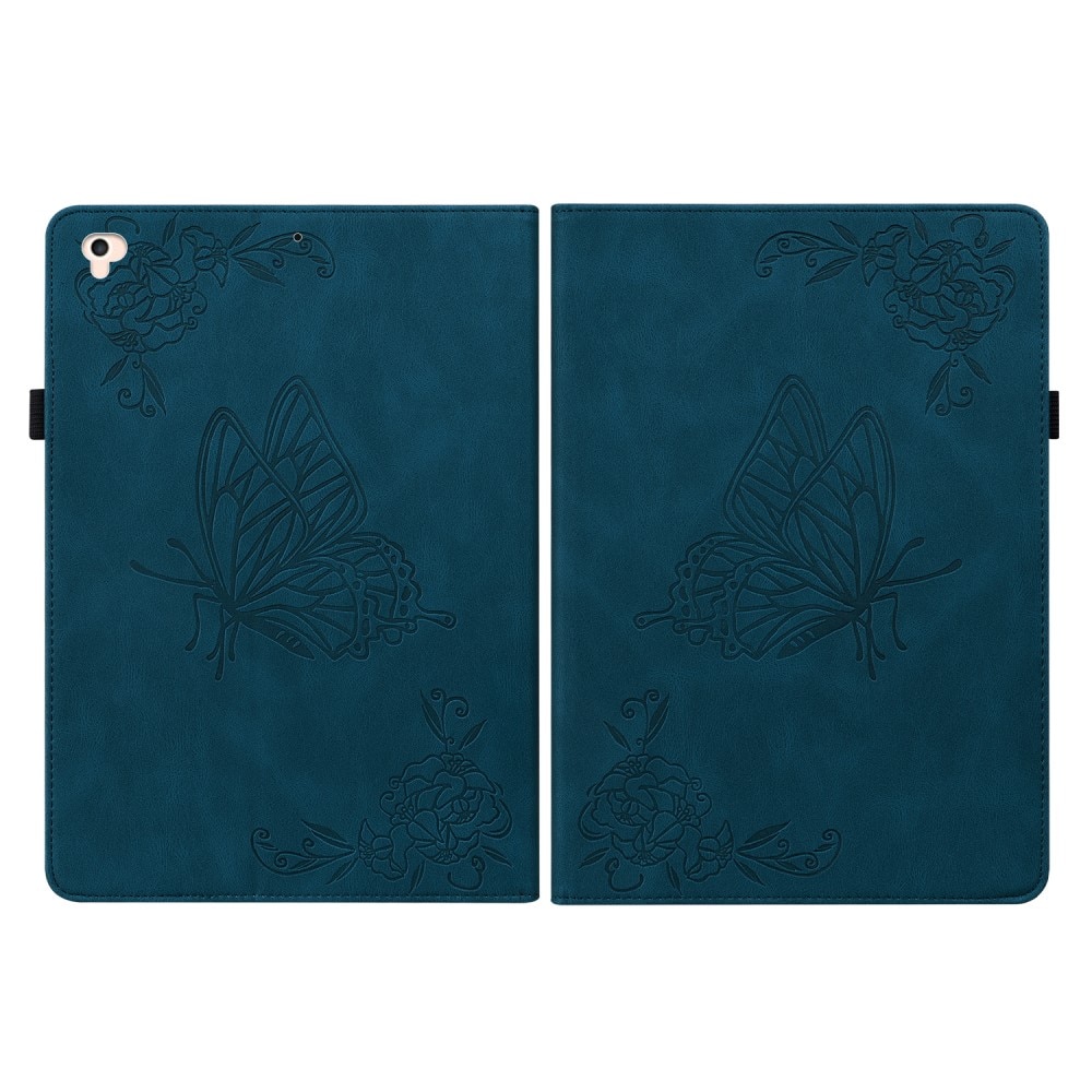 Étui en cuir avec papillons iPad 9.7 6th Gen (2018) bleu