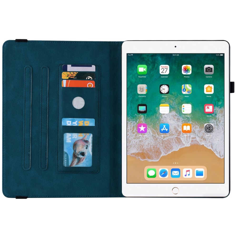 Étui en cuir avec papillons iPad 9.7 5th Gen (2017) bleu