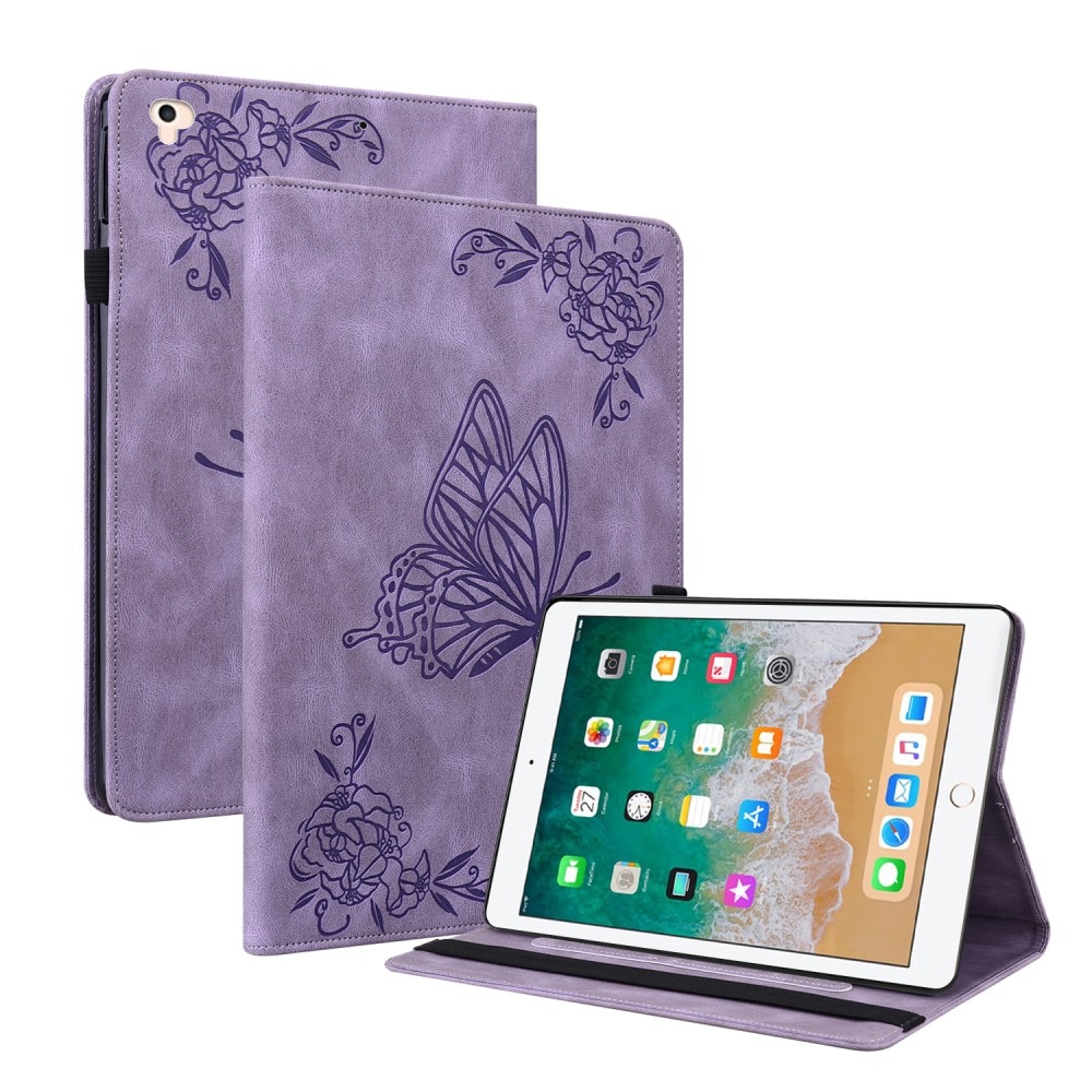 Étui en cuir avec papillons iPad 9.7 6th Gen (2018), violet